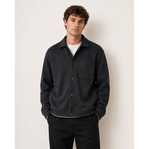 Mode Of One Mens Jet Grey Knit Shirt Jacket M Snap Front Textured  NWT